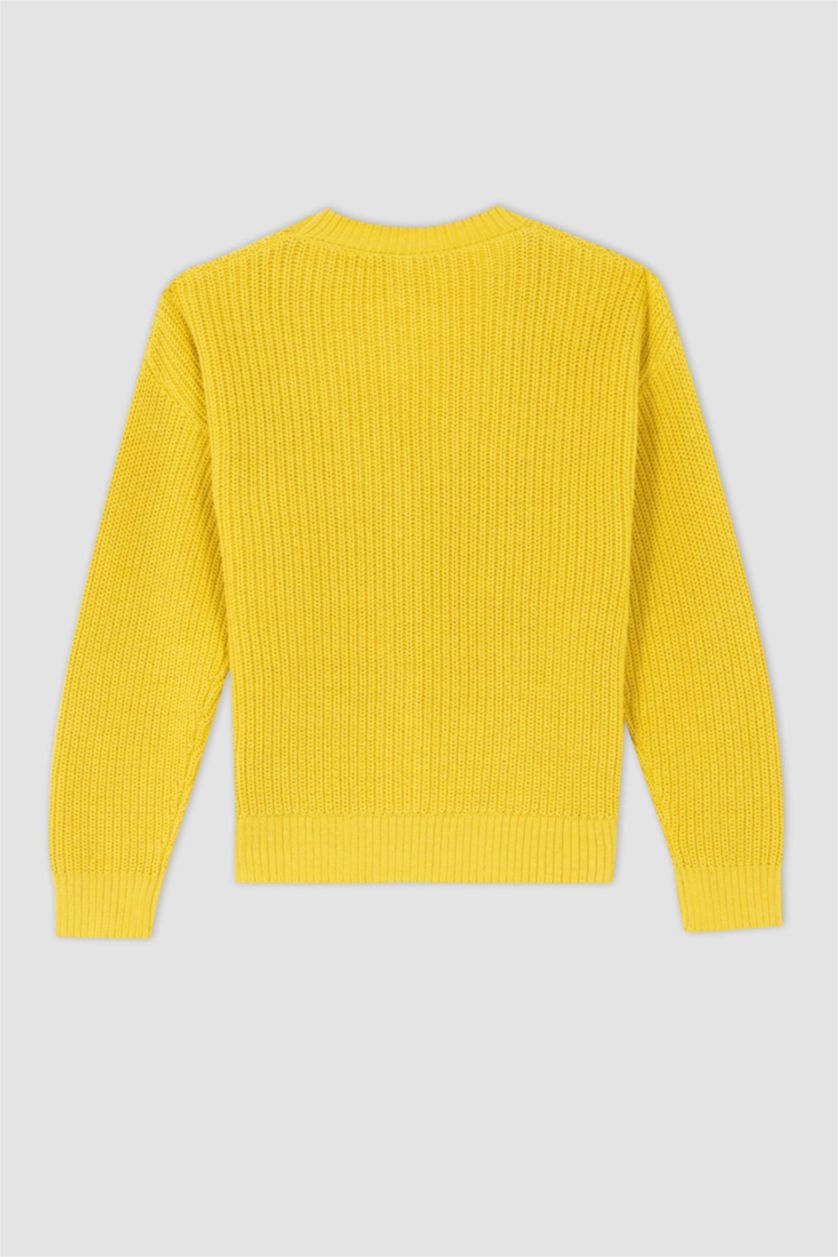 GIRLS & TEENS Yellow Regular Fit V-Neck Cardigan