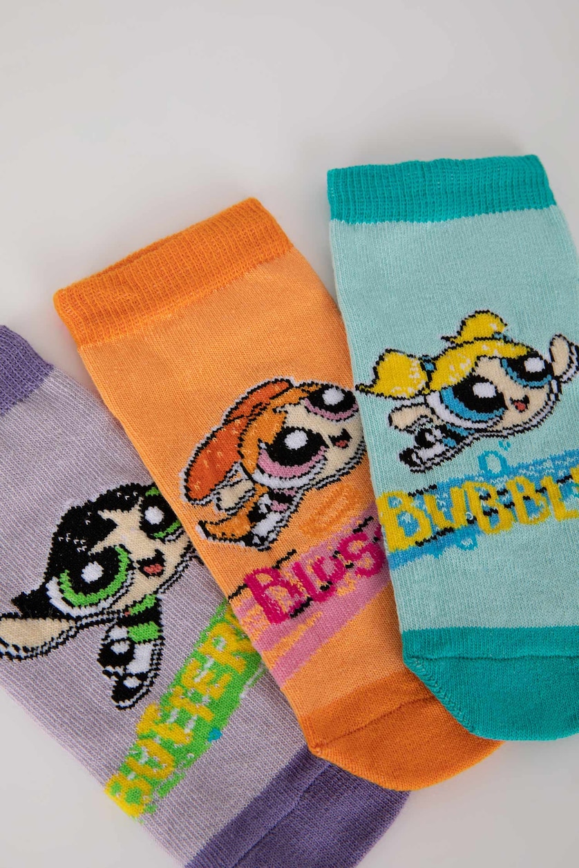 Kız Çocuk - Genç Kız Karma Kız Çocuk PowerPuff Girls Pamuklu 3'lü Patik Çorap