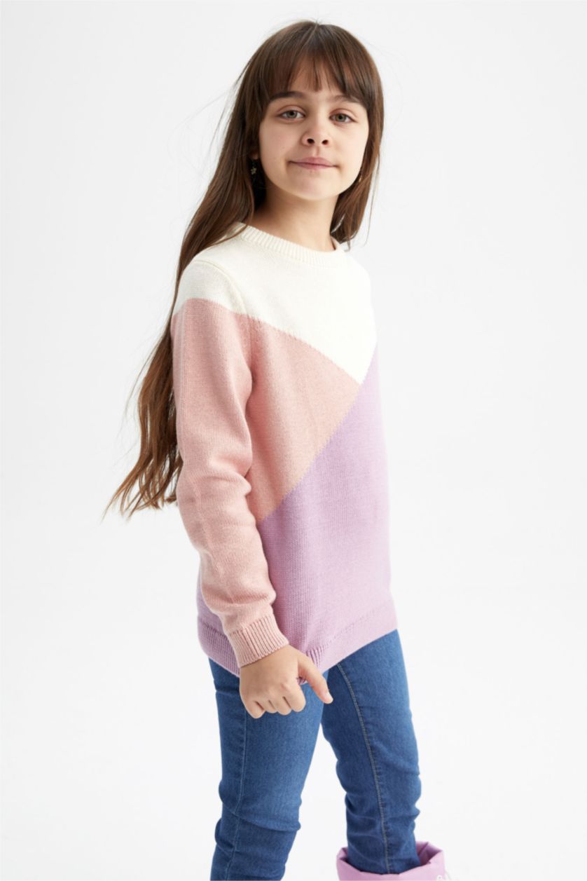 FILLES Violet Pull Tricot Col rond Fille