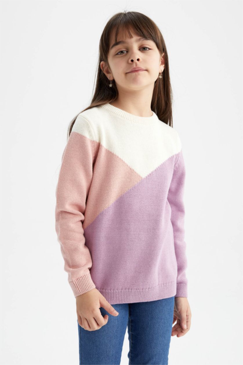 FILLES Violet Pull Tricot Col rond Fille