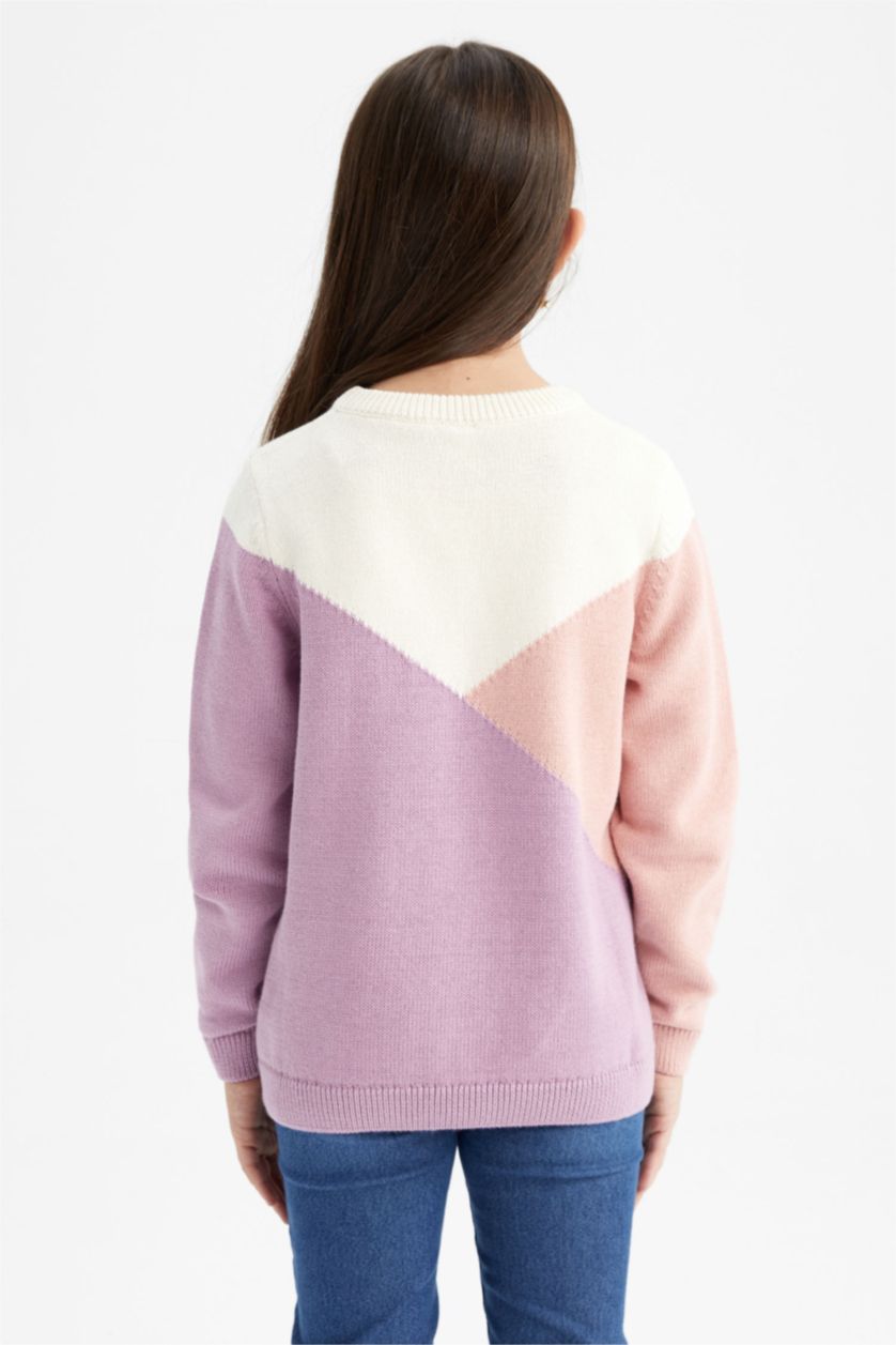 FILLES Violet Pull Tricot Col rond Fille
