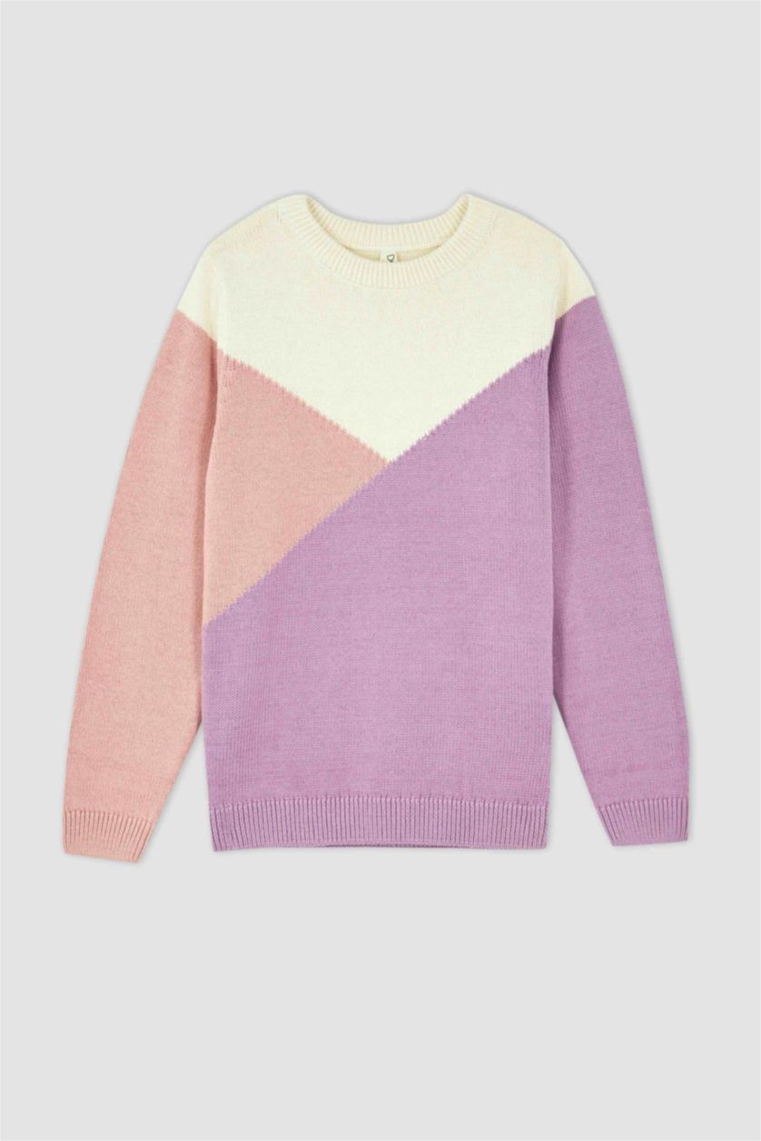 FILLES Violet Pull Tricot Col rond Fille