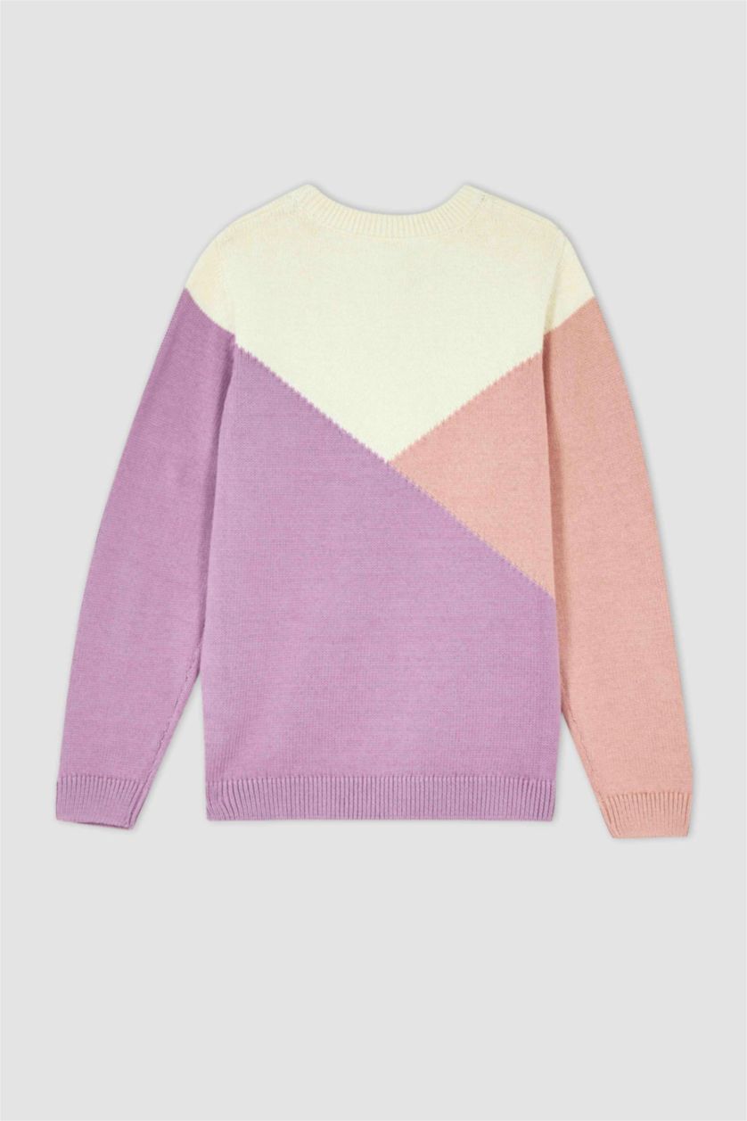 FILLES Violet Pull Tricot Col rond Fille