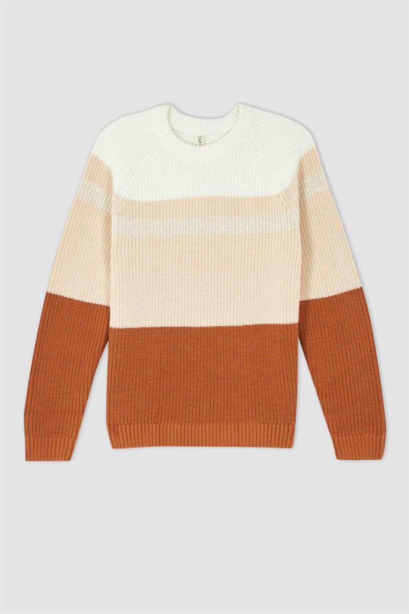 Девочки и подростки Оранжевый Пуловер стандартного кроя с круглым вырезом из трикотажа для девочек