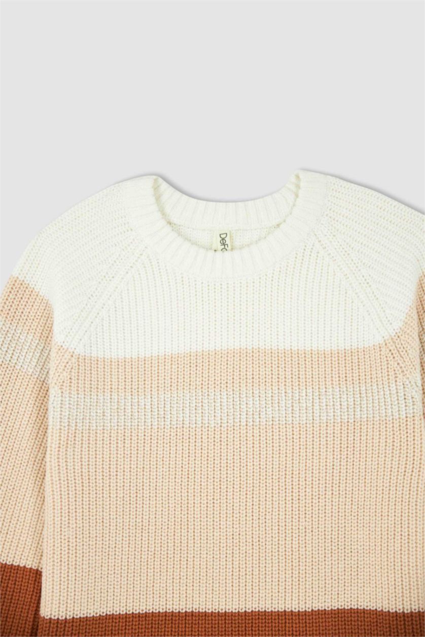 Девочки и подростки Оранжевый Пуловер стандартного кроя с круглым вырезом из трикотажа для девочек