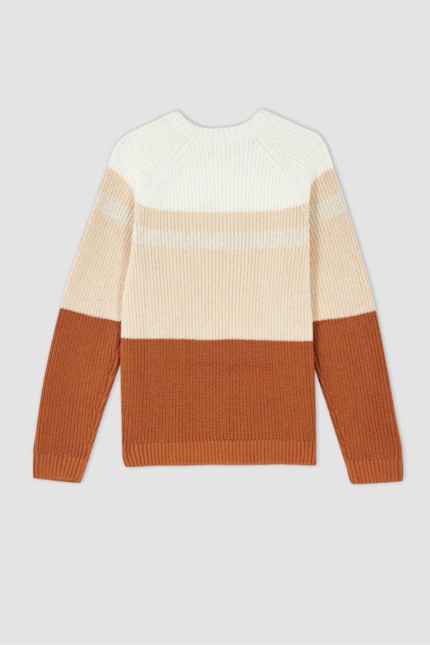 Девочки и подростки Оранжевый Пуловер стандартного кроя с круглым вырезом из трикотажа для девочек