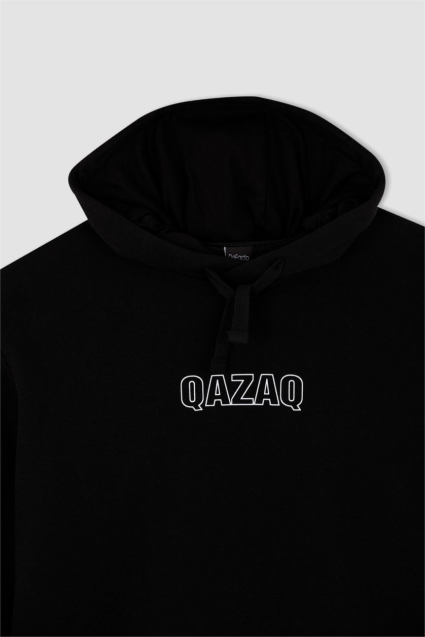 HOMME Noir Sweat À Capuche Regular Fit İmprimé