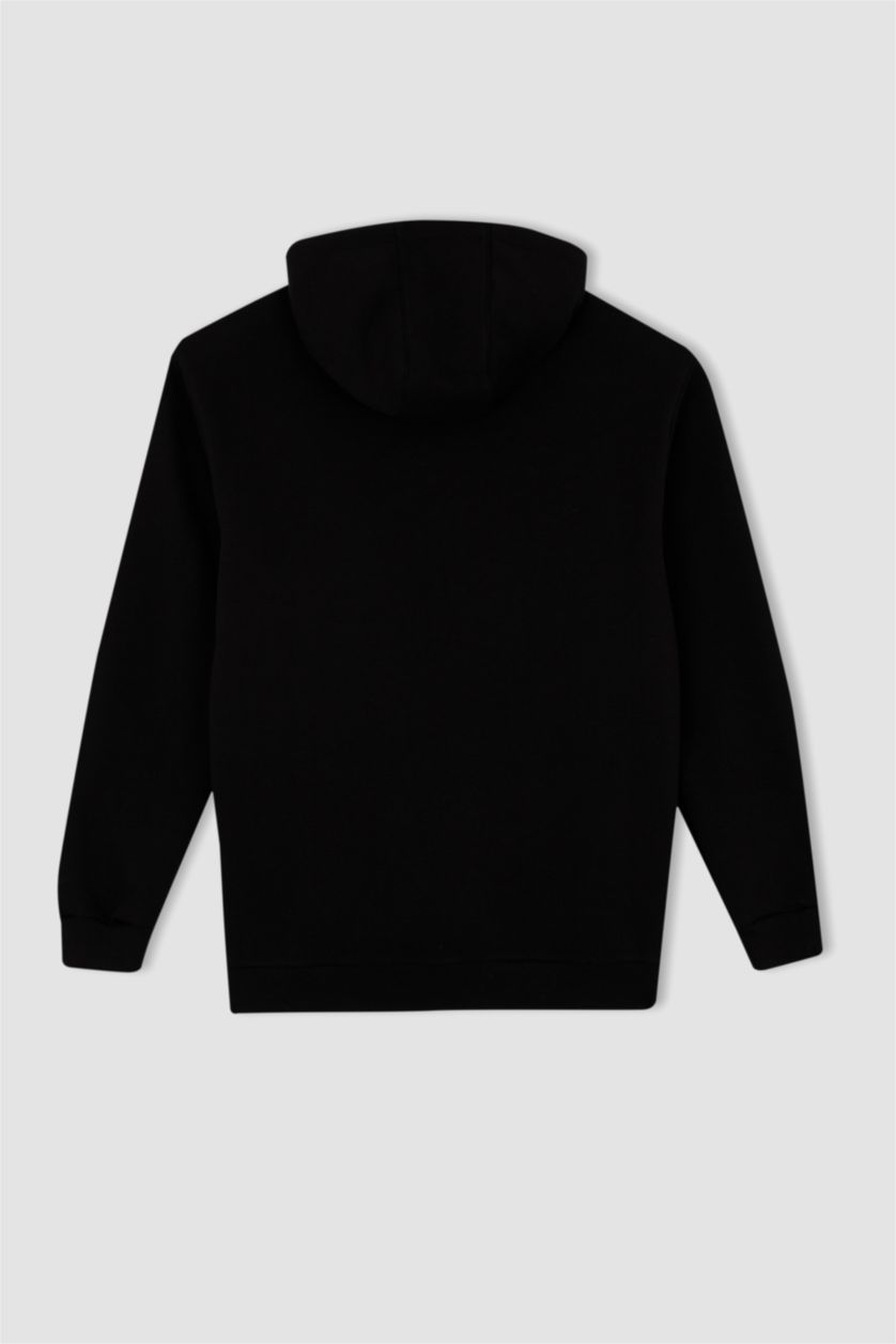 HOMME Noir Sweat À Capuche Regular Fit İmprimé