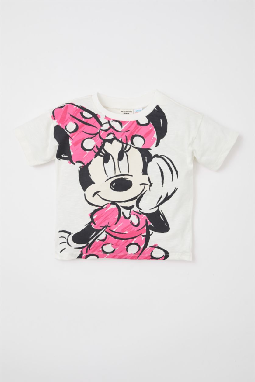 BABY GIRL White Regular Fit Mickey & Minnie Licensed Short Sleeve T-Shirt