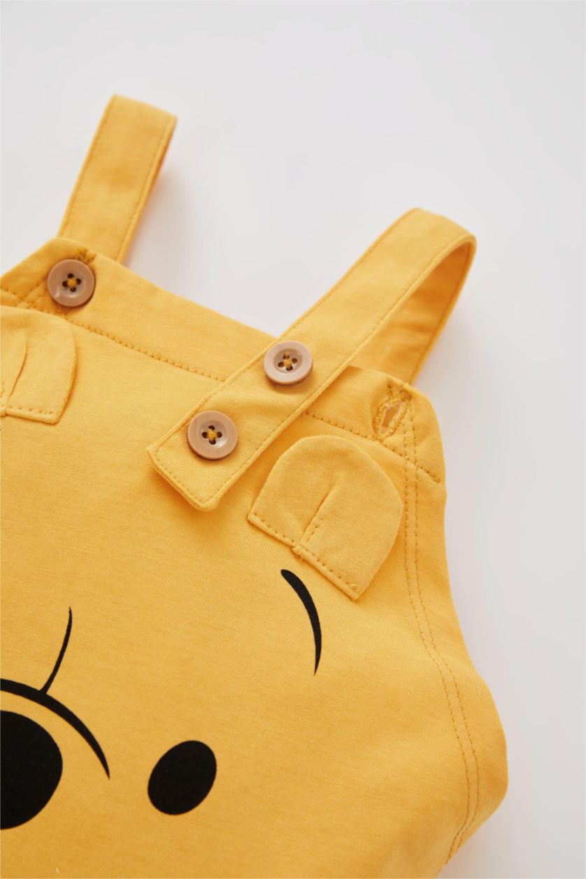 BABY BOY Yellow Regular Fit Square Collar Winnie The Pooh Licensed Jumpsuit