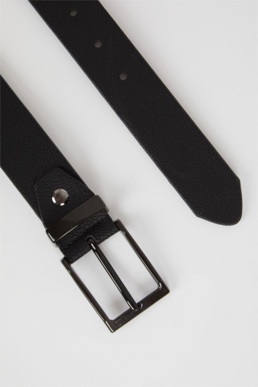 Erkek Siyah Erkek Suni Deri Jean Kemeri