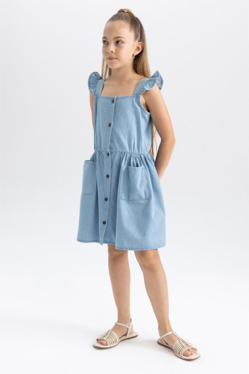 GIRLS & TEENS Blue Relax Fit Sleeveless Dress