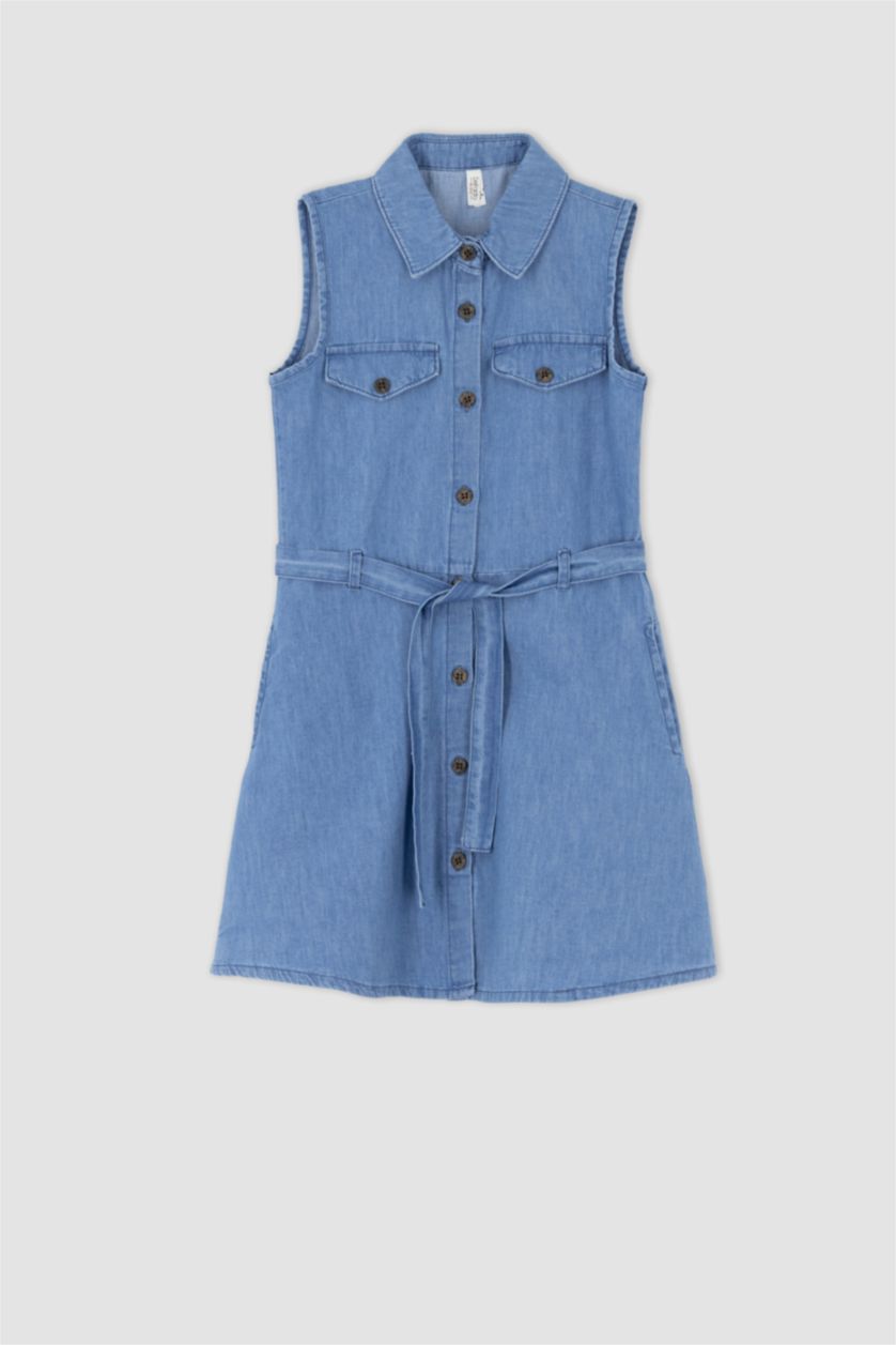 GIRLS & TEENS Blue Girl's Sleeveless Jean Dress