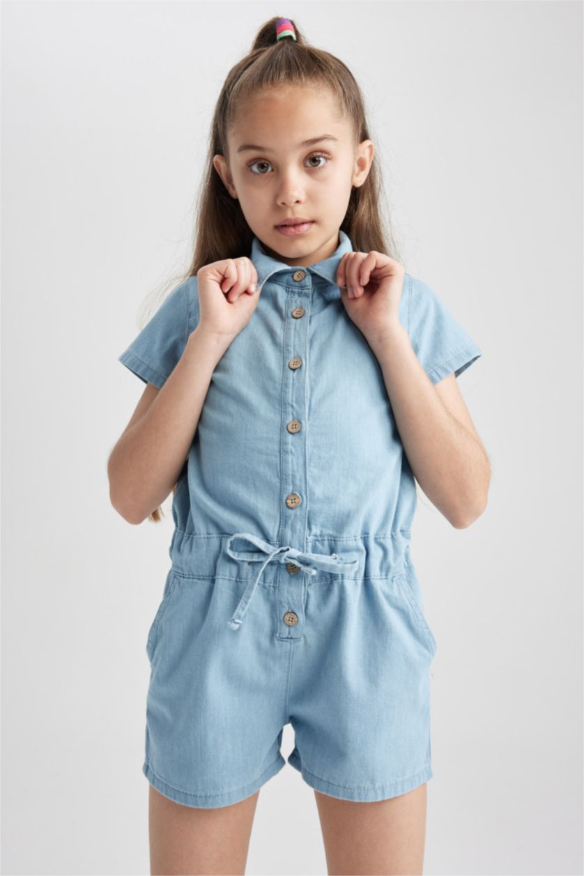 GIRLS & TEENS Light Blue Girl's Jean Jumpsuit
