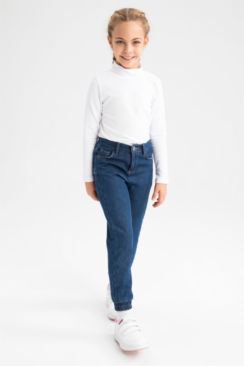 GIRLS & TEENS Blue Girl Jogger Fleece Lined Jeans