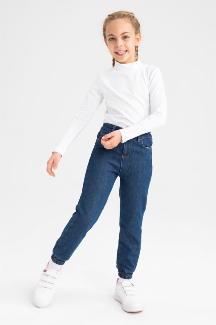 GIRLS & TEENS Blue Girl Jogger Fleece Lined Jeans