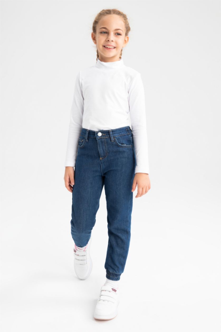 GIRLS & TEENS Blue Girl Jogger Fleece Lined Jeans