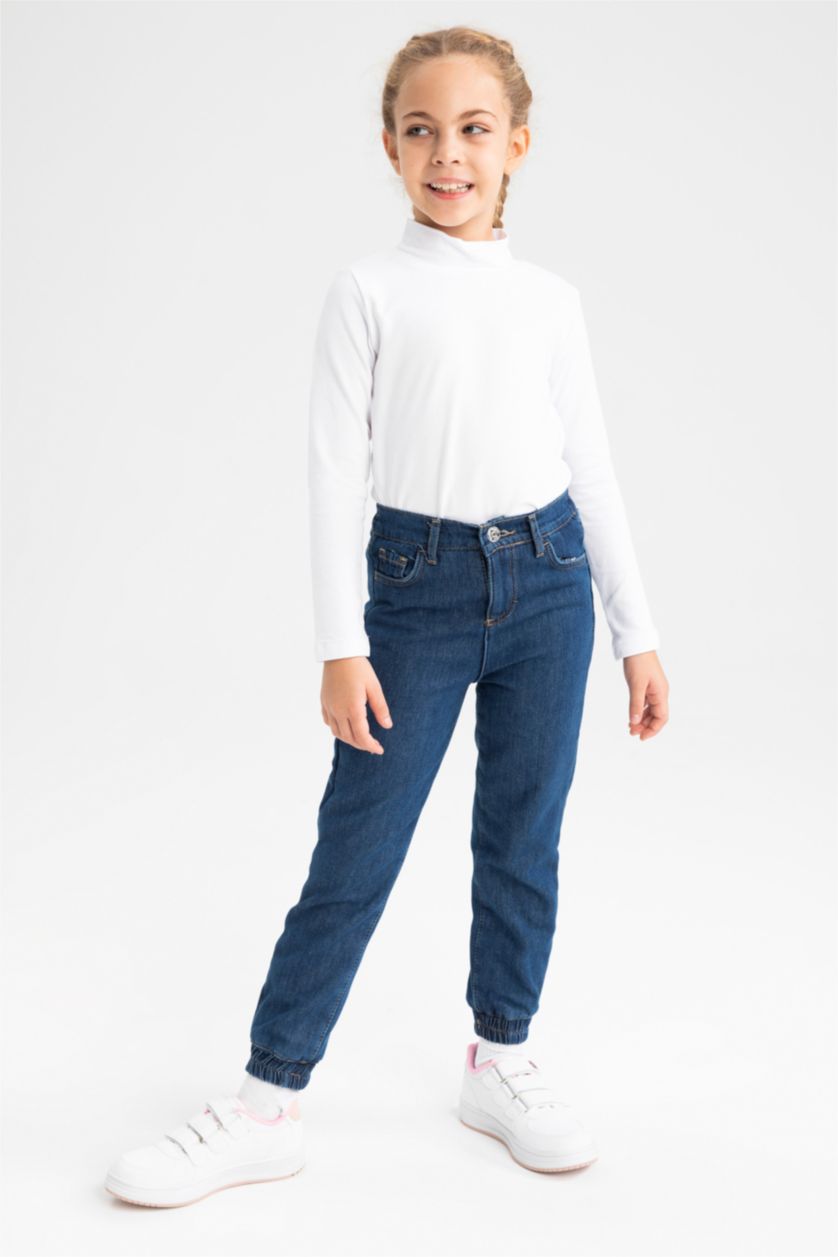 GIRLS & TEENS Blue Girl Jogger Fleece Lined Jeans