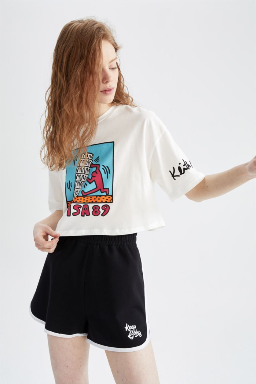 FEMME Noir Short Coupe Régulière Ourlet régulier