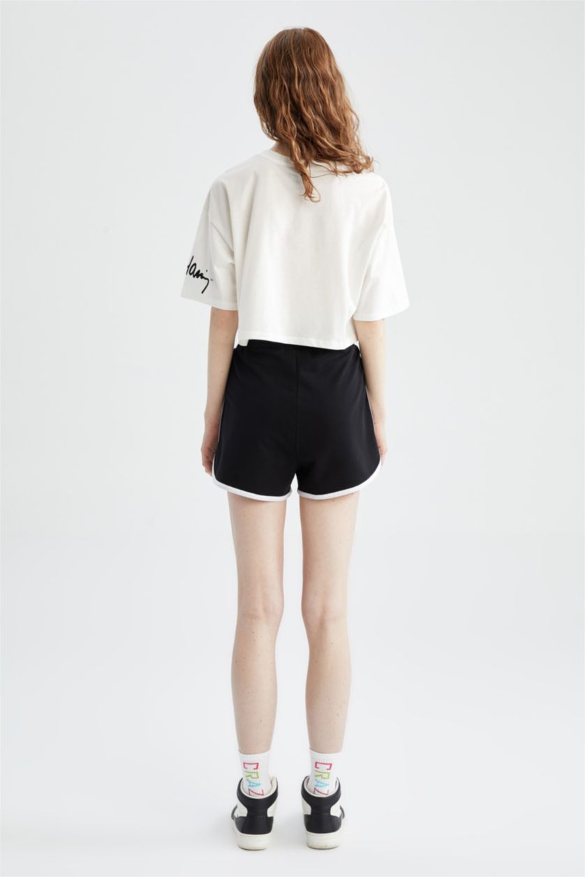 FEMME Noir Short Coupe Régulière Ourlet régulier