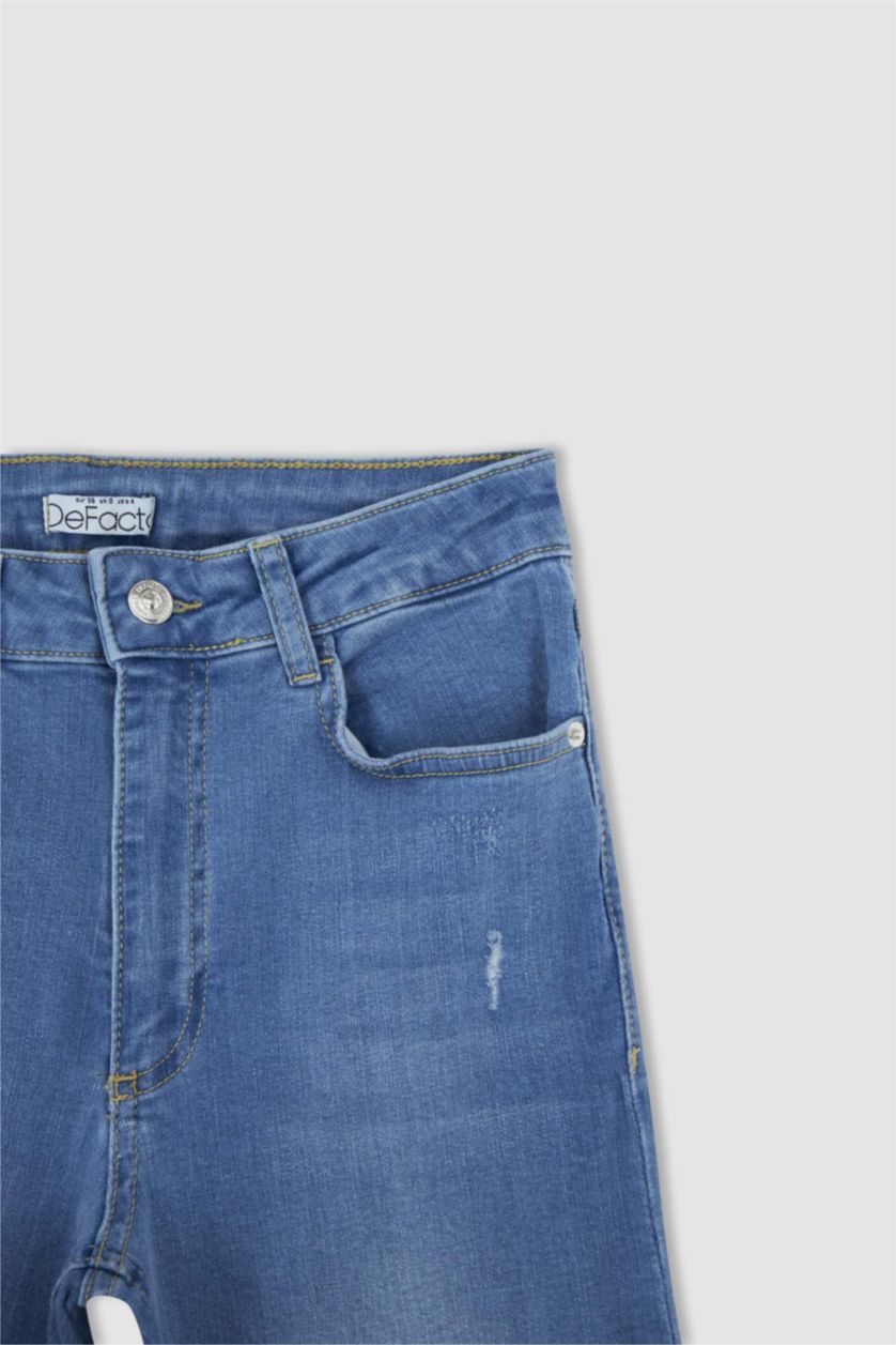 نساء أزرق بنطلون جينز بقصة ضيق للغاية ممزق