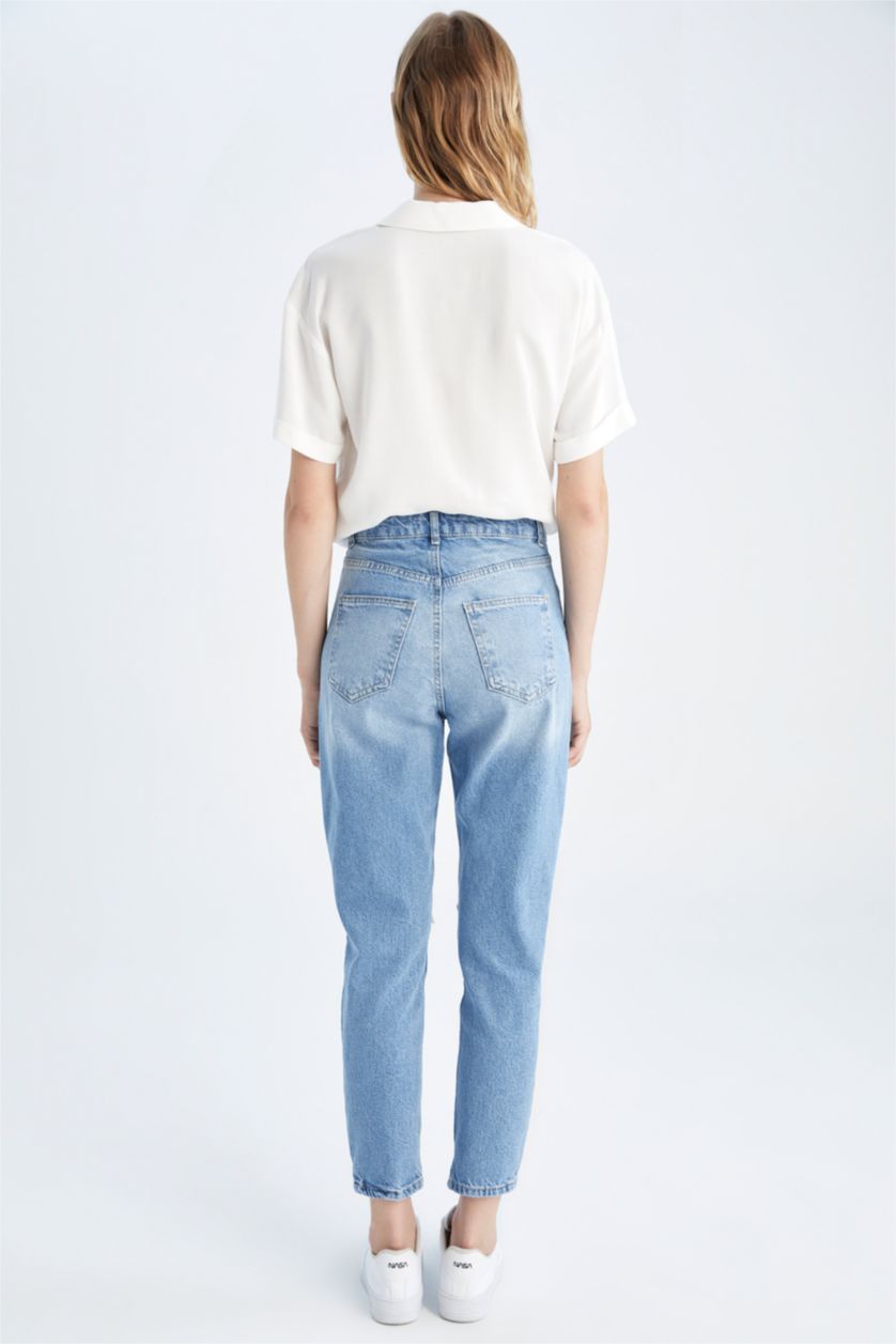 WOMAN Blue Mom Fit Trousers