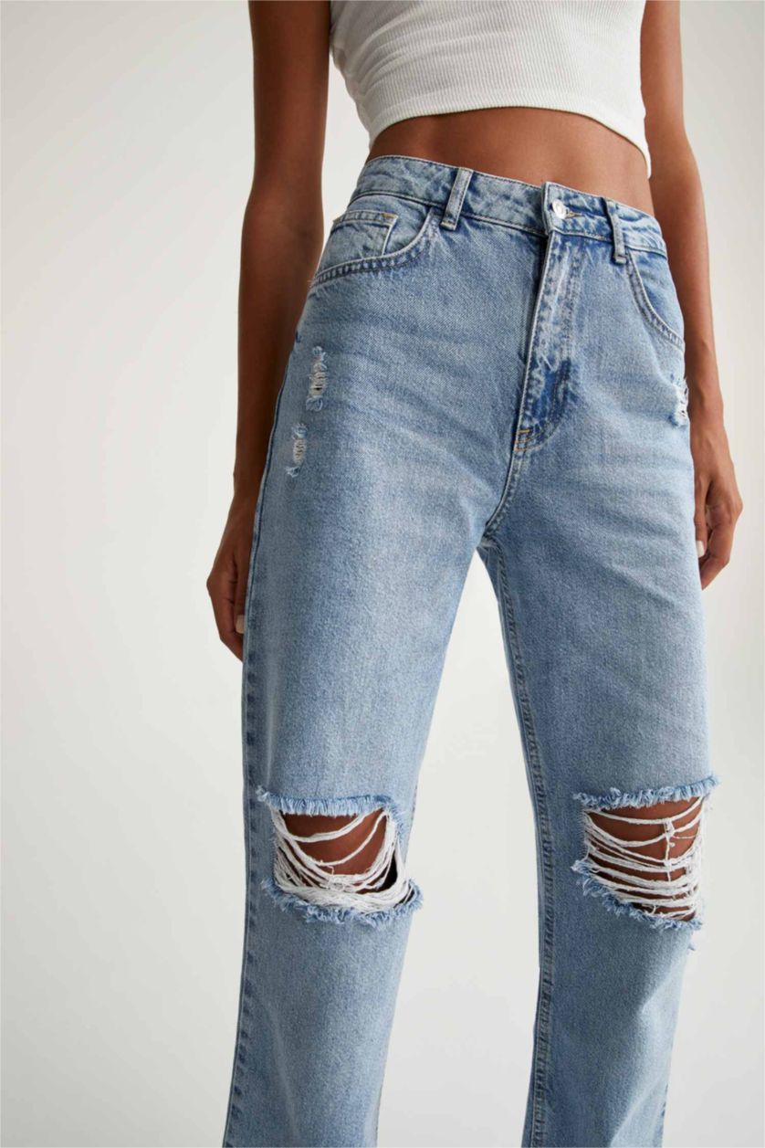 FEMME Bleu Taille haute Jambes larges