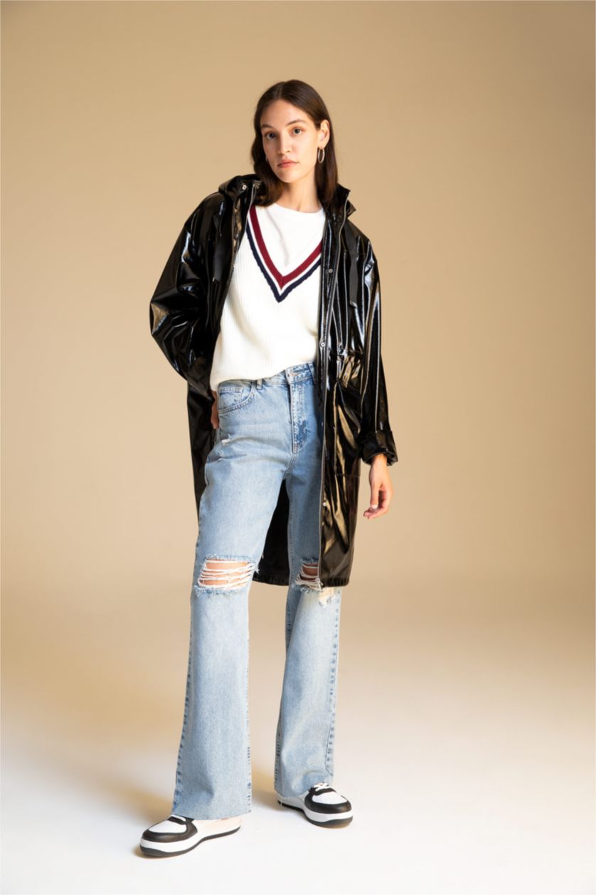 FEMME Bleu Taille haute Jambes larges