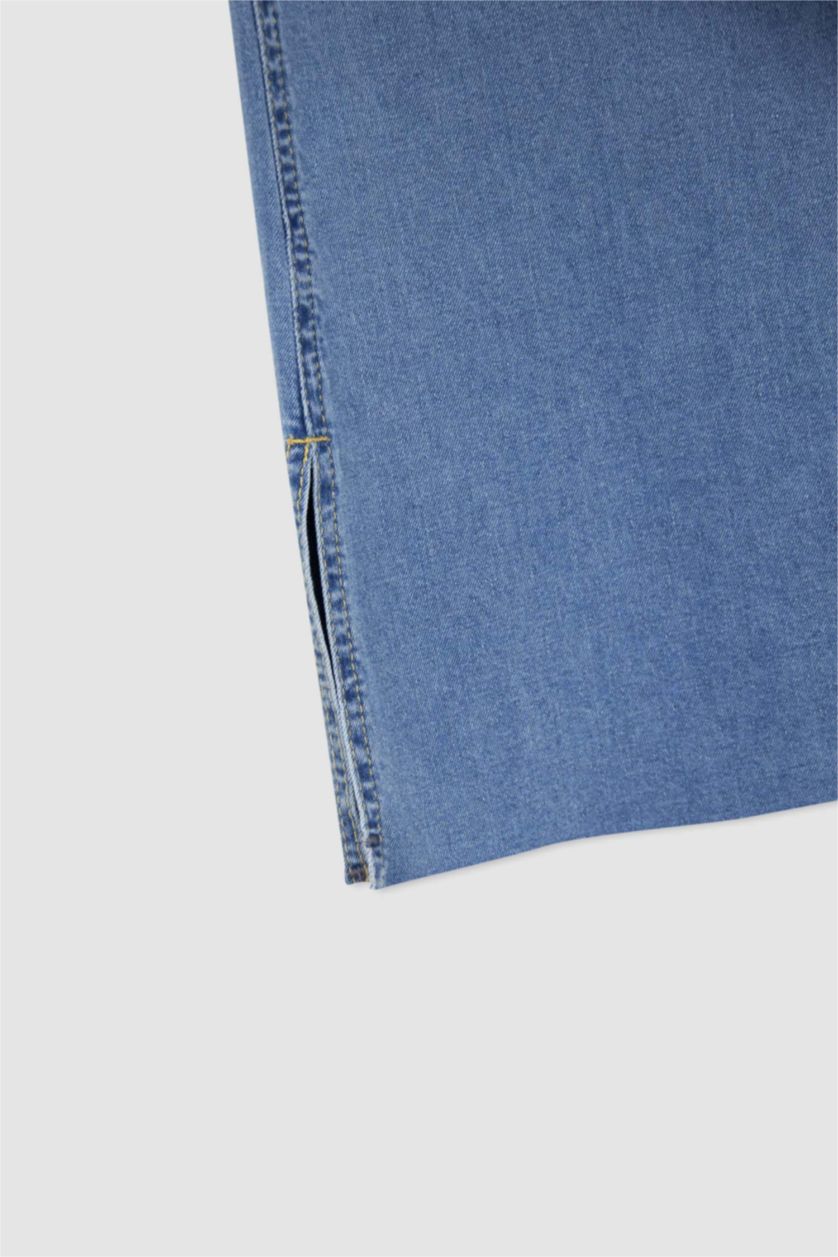 نساء أزرق فاتح بنطلون شارلستون جينز بخصر عالي