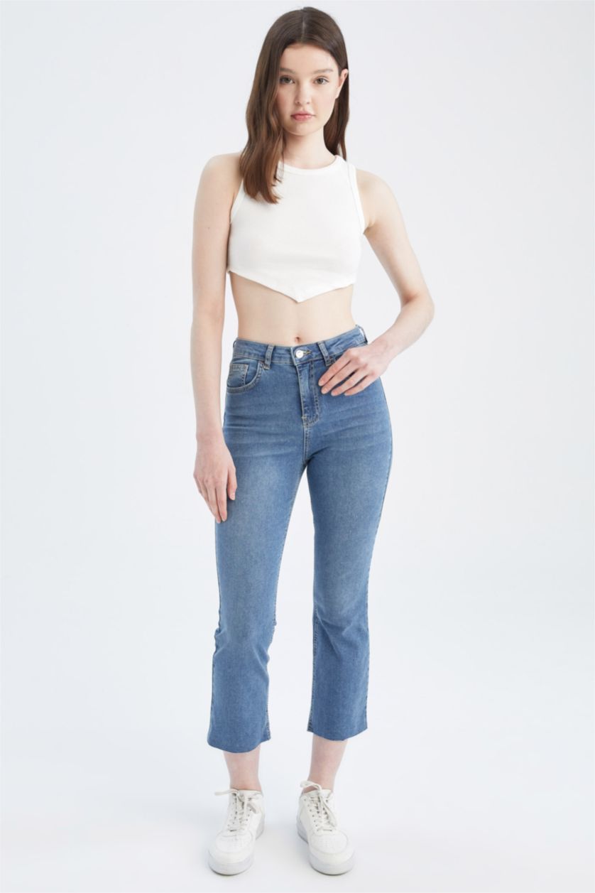 WOMAN Blue High Waist Trousers