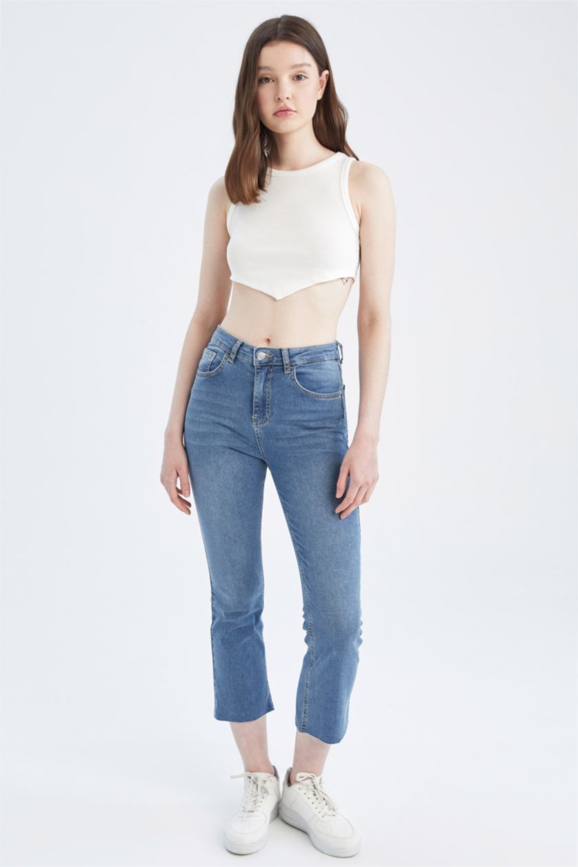 WOMAN Blue High Waist Trousers
