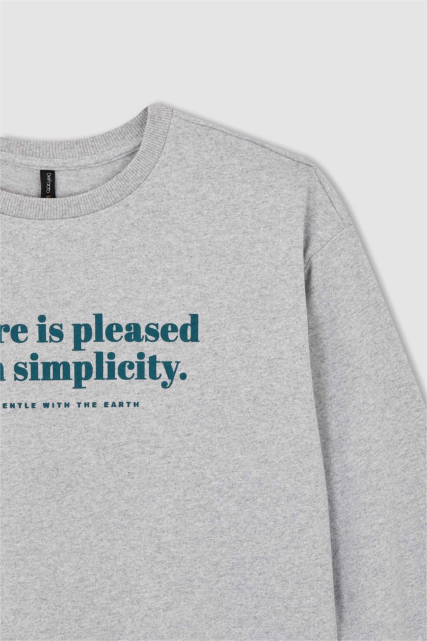 WOMAN Grey Melange Regular Fit Thin Sweatshirt Fabric Sweatshirt