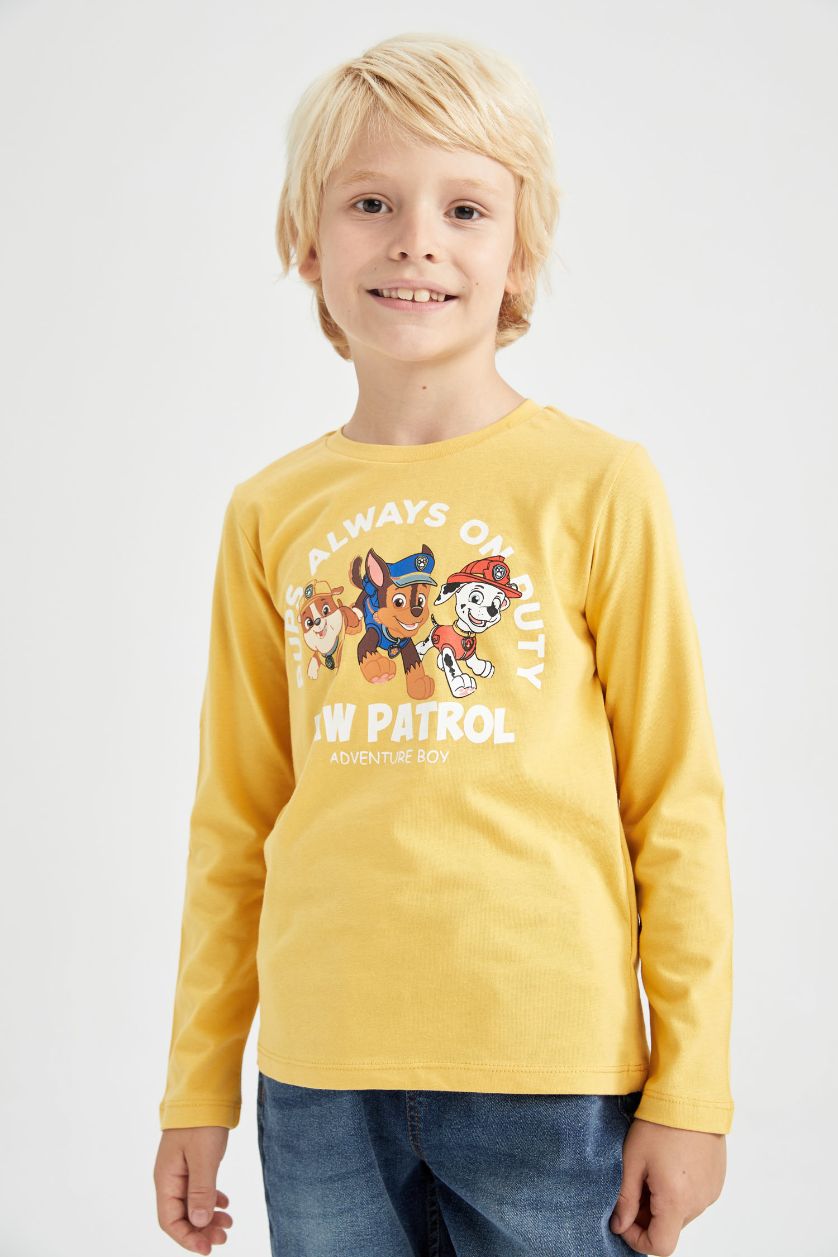 Erkek Çocuk - Genç Erkek Sarı Erkek Çocuk PAW Patrol Bisiklet Yaka Uzun Kollu Tişört