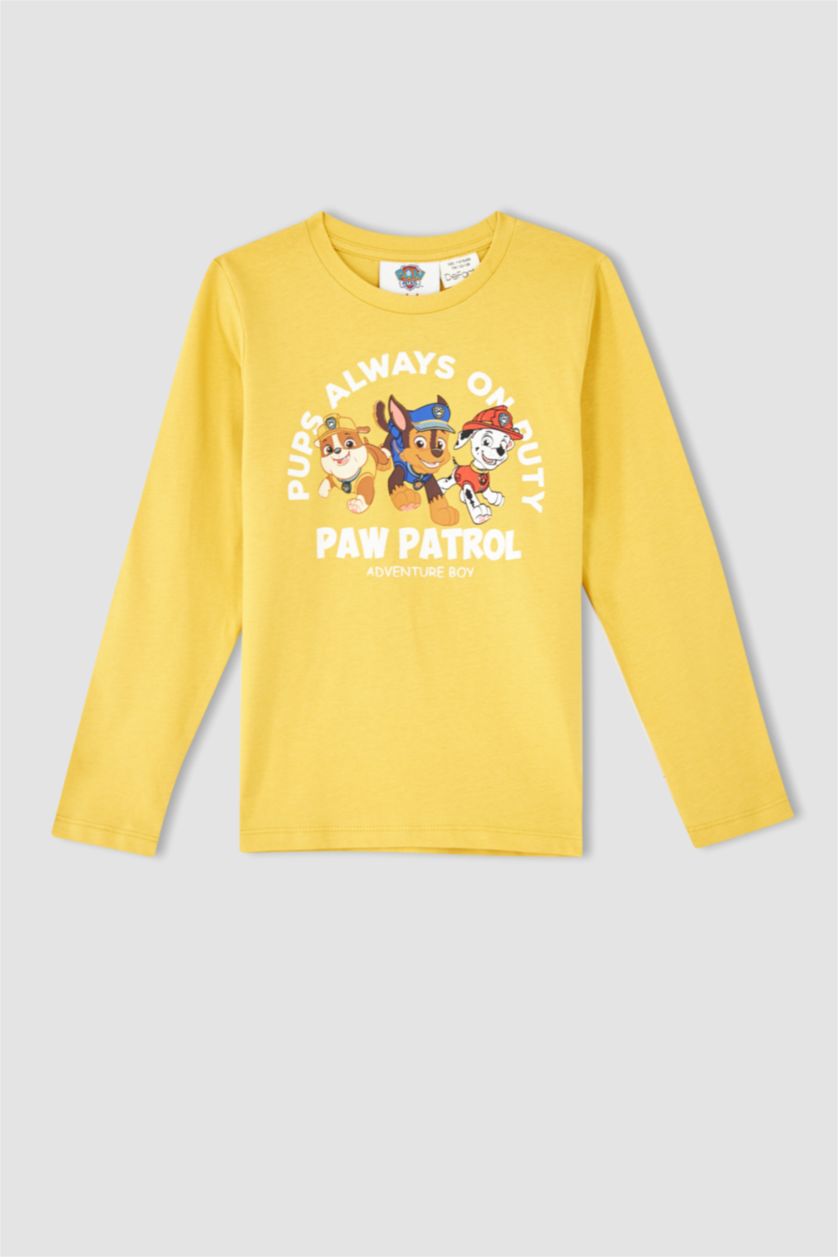 Erkek Çocuk - Genç Erkek Sarı Erkek Çocuk PAW Patrol Bisiklet Yaka Uzun Kollu Tişört