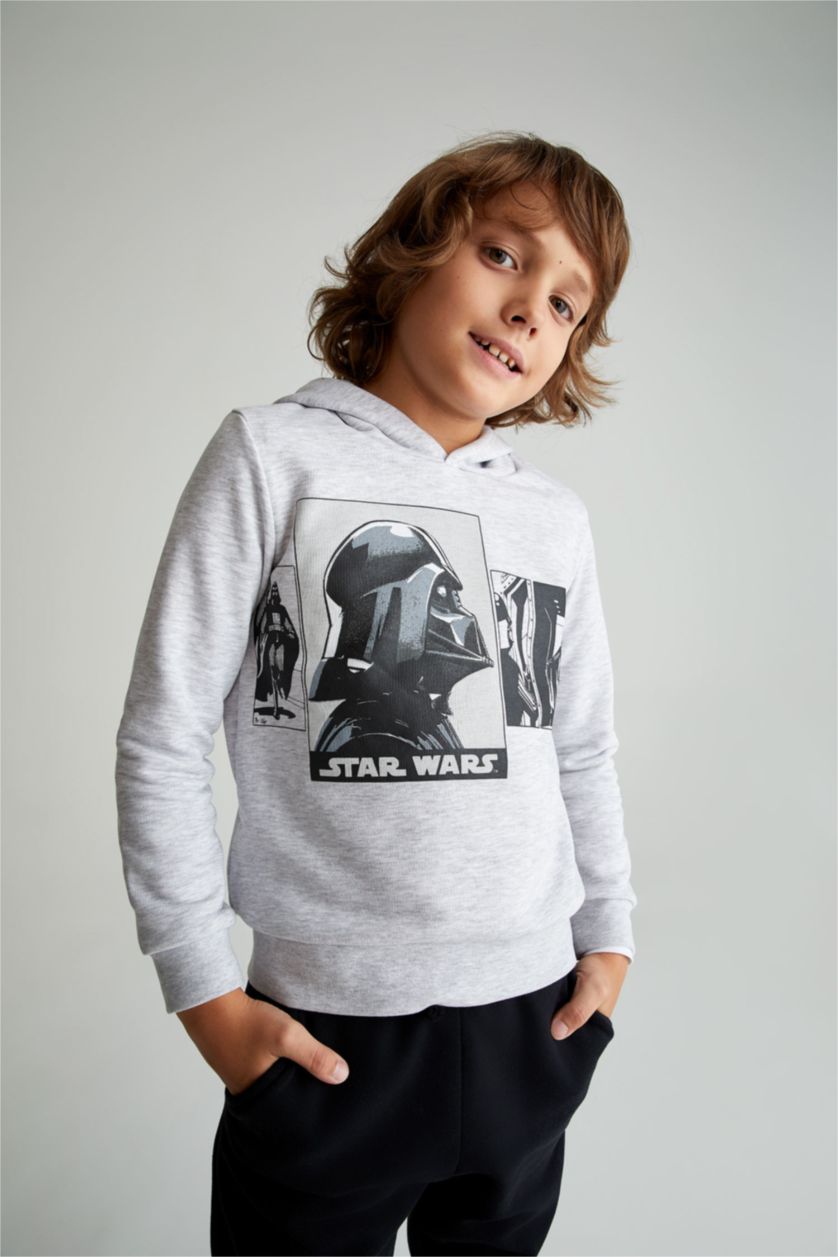 BOYS & TEENS Light Grey Melange Boy Star Wars Crew Neck Sweatshirt