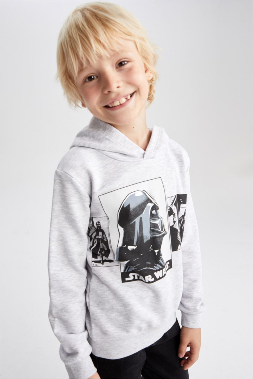BOYS & TEENS Light Grey Melange Boy Star Wars Crew Neck Sweatshirt