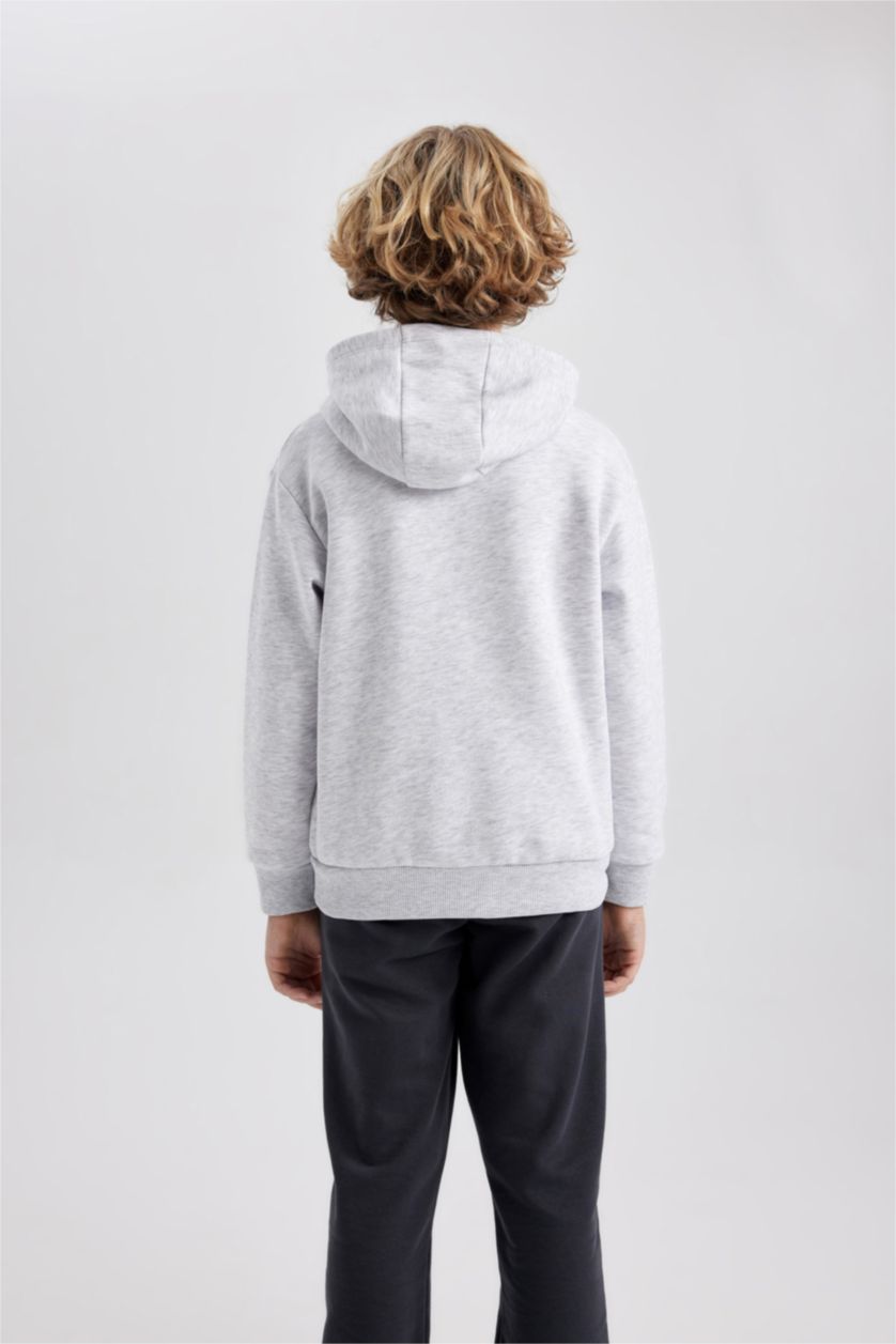 Erkek Çocuk - Genç Erkek Optik Gri Melanj Erkek Çocuk Star Wars Kapüşonlu Sweatshirt