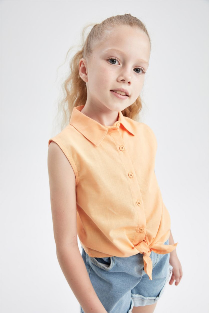 GIRLS & TEENS Salmon Regular Fit Short Sleeve Shirt