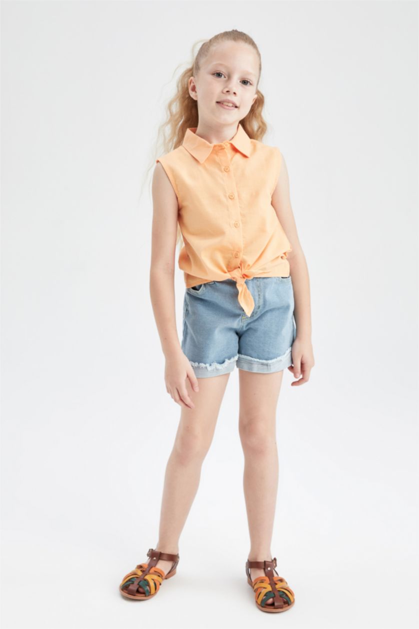 GIRLS & TEENS Salmon Regular Fit Short Sleeve Shirt