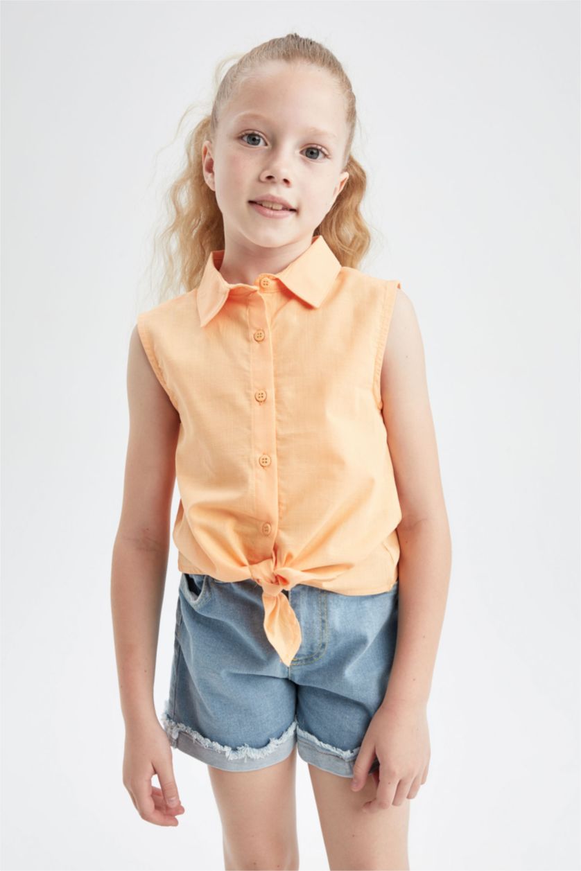 GIRLS & TEENS Salmon Regular Fit Short Sleeve Shirt