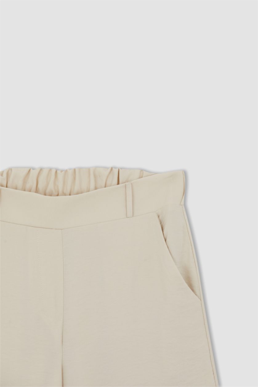 FEMME Beige Clair Pantalon large en viscose