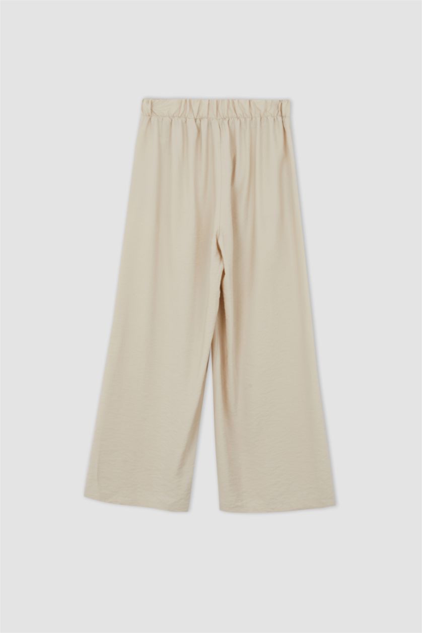 FEMME Beige Clair Pantalon large en viscose