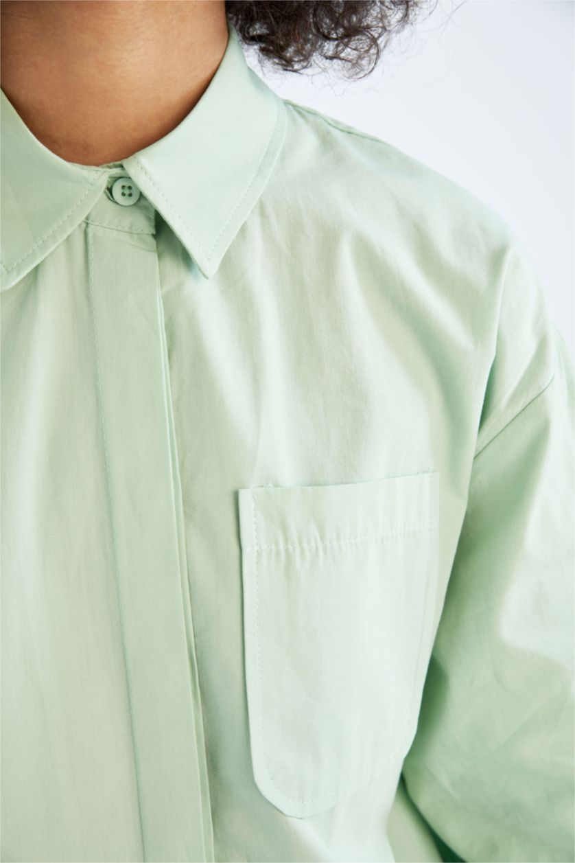 WOMAN Mint Relax Fit Poplin Shirt Collar Long Sleeve Tunic