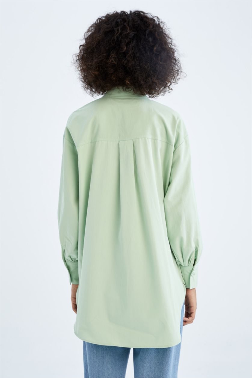 WOMAN Mint Relax Fit Poplin Shirt Collar Long Sleeve Tunic