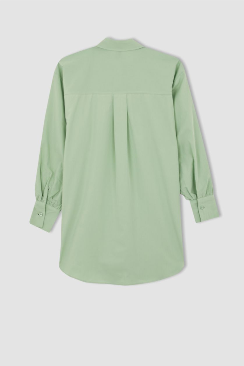 WOMAN Mint Relax Fit Poplin Shirt Collar Long Sleeve Tunic