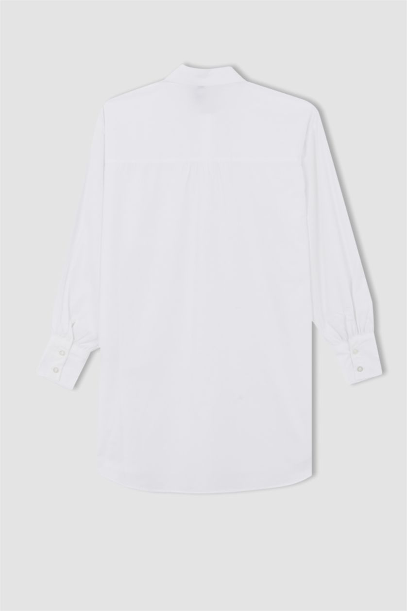 FEMME Blanc Tunique À Manches Longues Popeline Coupe décontractée Col De Chemise