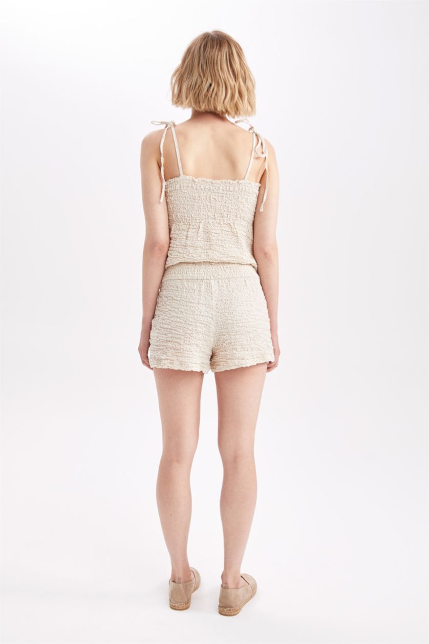 Kadın Ekru Bürümcük Şort