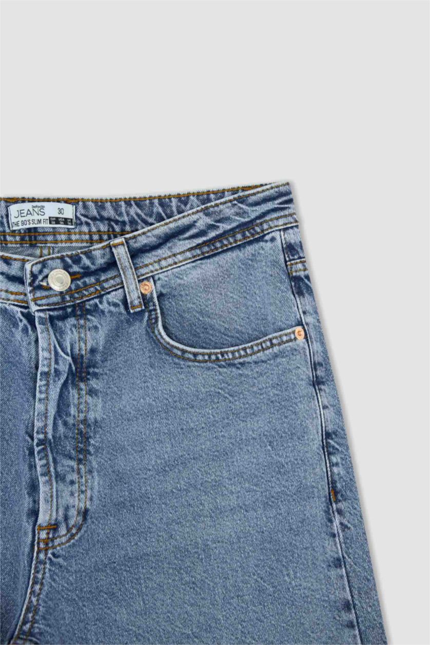HOMME Bleu Coupe Slım Des Années 90