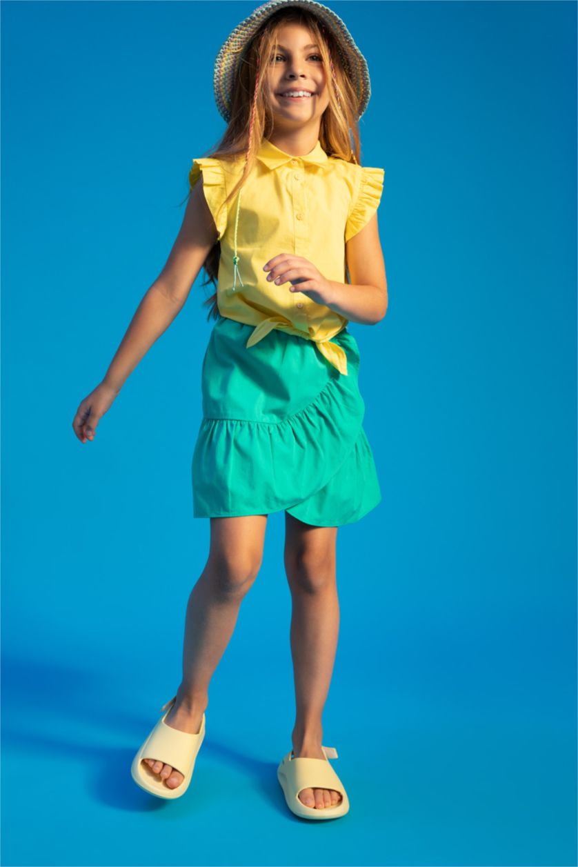 GIRLS & TEENS Turquoise Girl Regular Fit Elasticated Waist Mini Skirt