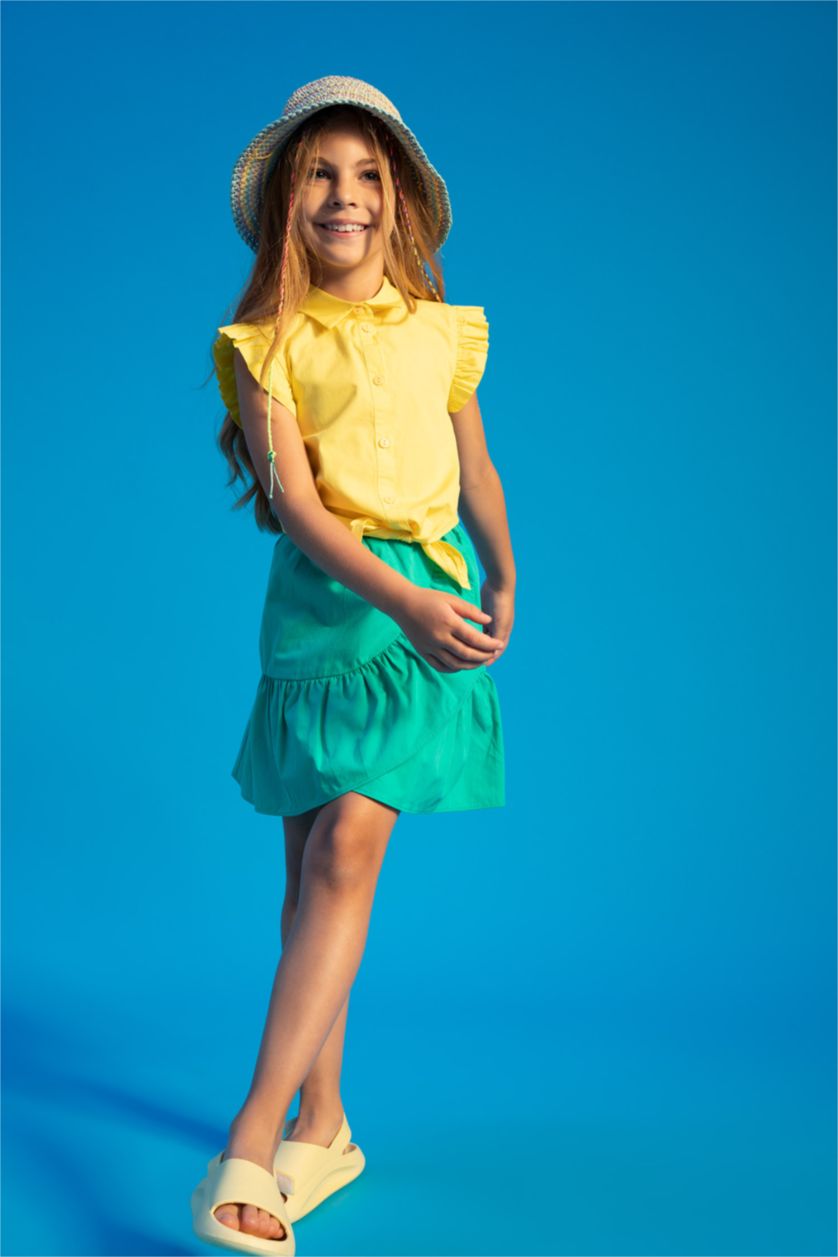 GIRLS & TEENS Turquoise Girl Regular Fit Elasticated Waist Mini Skirt